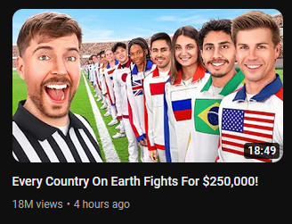 sex_pervert's tweet image. 🧵THREAD: MrBeast just released a video titled &quot;Every Country On Earth Fights for $250.000&quot;. MrBeast has chosen to wade into every single geopolitical conflict at once. What counts as a county to MrBeast? He makes a LOT of strange choices and mistakes: