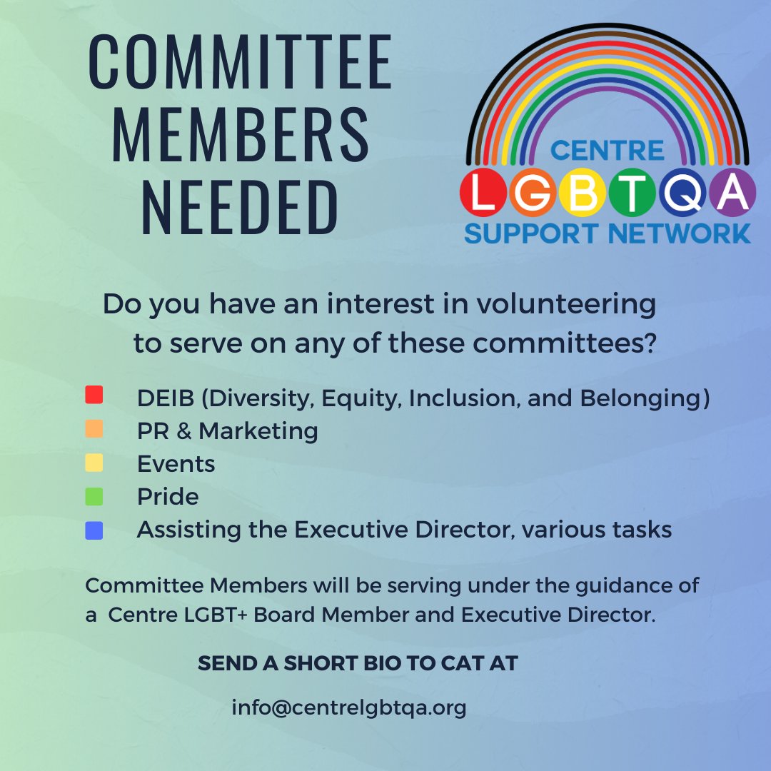 Are you interested in joining one of our committees? As we continue to grow our resources and support for the LGBT+ community, these committee volunteers play a vital role in our organization.