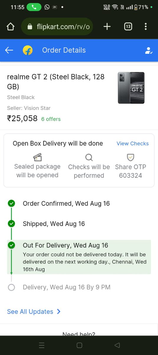 Rahul73193341's tweet photo. @Flipkart 
@flipkartsupport 
@FlipkartStories 
Why are you cheating customer's by looting slowly to I have been ordered a device from Flipkart which supposed to be delivered by 16th for that they also charged me for 70rs fee for same day delivery but yet to receive no support 😕 https://t.co/m5ksSUibRU