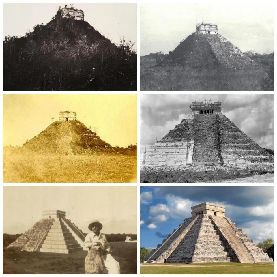 MC_Floh's tweet photo. #El #Castillo (#Kukulkan)

#Chichen #Itza's Icon, restored in the early 20th c. (dilapidated condition &amp; lit. earth-covered)

But what is the true age of Chichen Itza?
How many times was it restored before?
🧐🤔

The #Mayans couldn't the original builders, but only the restorers. https://t.co/b1qgvKu26l