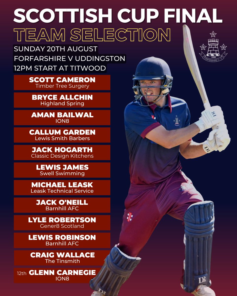 the_forfs's tweet photo. TEAM NEWS!

A big day for the club as we take on Uddingston in the Scottish Cup Final. Play gets underway at Titwood at 12pm.

Here’s the Forfarshire team!

📺 If you're not travelling to Titwood then support the Forfs online! Watch the action live here: https://t.co/TpoXQDO6FT https://t.co/RzWsQnLutq