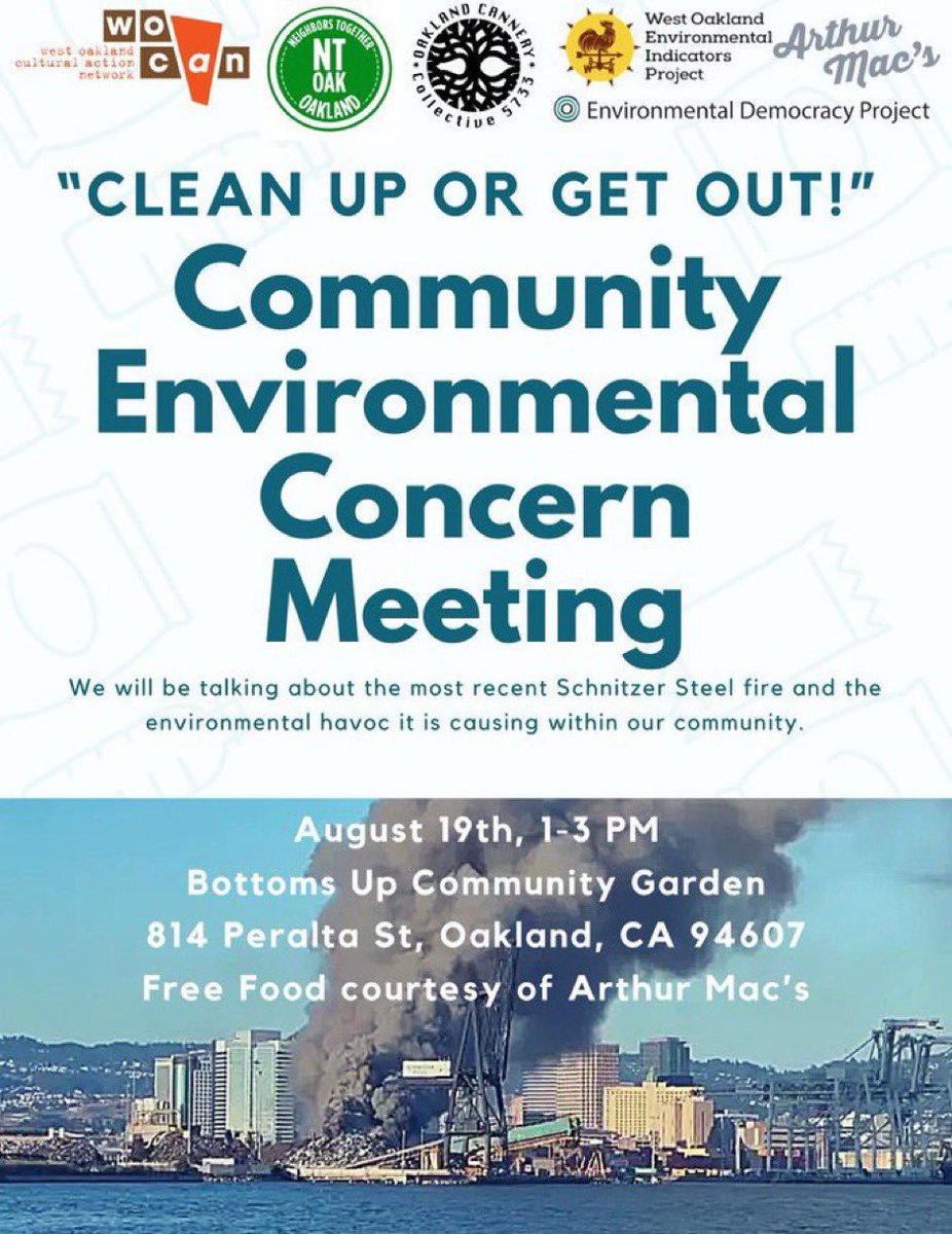 SenecaSpeaks21's tweet photo. Here at #BottomsUpCommunity garden in West Oakland talking with about 50 neighbors about the recent fire at Schnitzer Steel and what we are doing collectively to make sure it never happens again, anywhere. #WeDeserveBetter #NeighborsTogether https://t.co/QvQtBxNDVQ