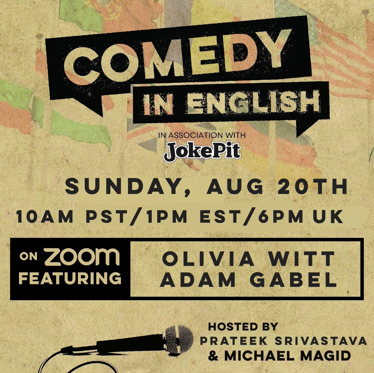 comedynenglish's tweet photo. Previously at @kocomedy Virtual Zoom Shows:
@Tiger_Silly87's "style"
@PejTheManiac's "move"
@michaelmagid's "cruise"
Next 1 Sun Aug 20th 10am Pacific/6pm UK w/ @ojwitt @TheAdamGabel
FREE! (Donations Suggested) -https://t.co/gQgj6czj48
#zoomshows #Comedyinenglish #eventbrite https://t.co/Q6YhKVSyli