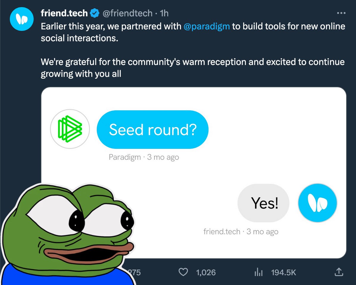 🔵 Degen is born. I registered in friend.tech. The UX is really terrible. Although I do like the UI, the simplicity of it.  

🔍 Who do you recommend for purchase?   

🎁 Invite codes for those who are still thinking about it:  
ft-64ml7las
ft-whxor098
ft-2gmeenvj