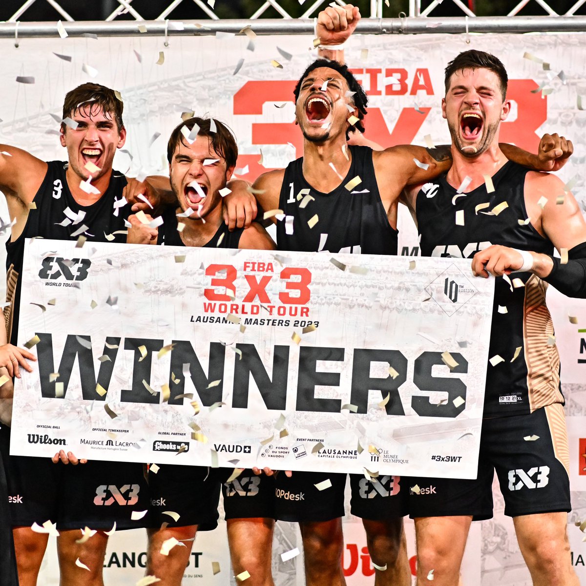 FIBA3x3's tweet photo. 🎊🇧🇪  Team Antwerp get their first #3x3WT title of the season at the #3x3WTLausanne 🎊🇧🇪 https://t.co/Z8Y8g2EpwT