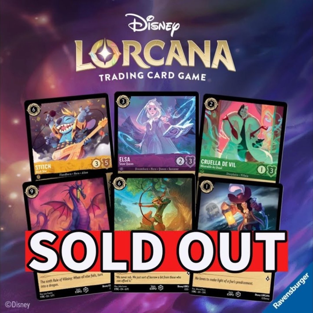 Attention:  The Lair is officially completely sold out of Disney Lorcana.  Please monitor this channel and our social media for news of the impending second wave in early September!