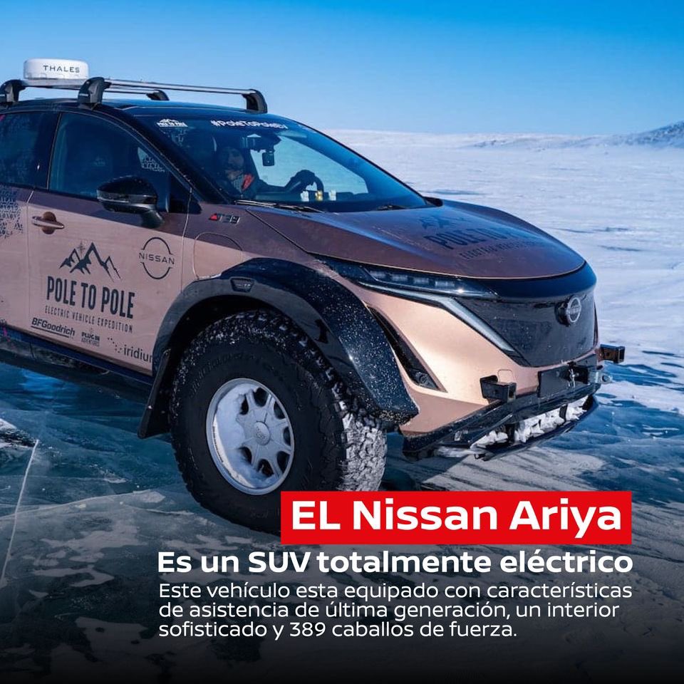 😱⚡ Una expedición verdaderamente electrificante y extraordinaria, donde una audaz pareja desafía los límites de lo posible 💪 al volante del completamente eléctrico #NissanARIYA 
Desde los fríos polos 🥶, hasta los lugares más cálidos 🥵.
 #PoleToPoleEV