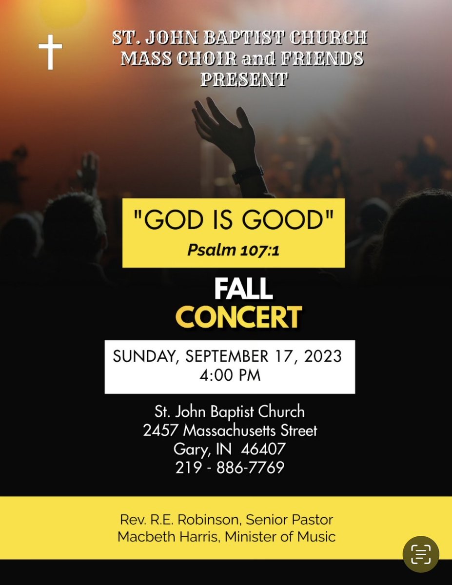Mark your calendar for a Fall Concert like no other! Family, friends, &amp; neighbors you are all invited to worship with us Sunday, September 17, 2023, at 4:00 pm! #praise #singing #worship #sjbcgary
