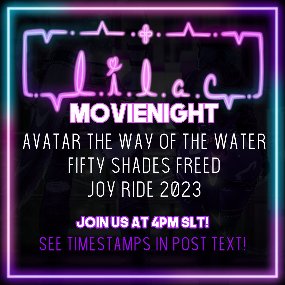 LilacLovenseSL's tweet photo. MOVIE NIGHT
Starting off strong with Avatar at 4pmslt, we'ill take 10 min breaks every hour. 
Fifty shades will be on around 7.30pm slt 
Joy Ride will be on at about 10pm slt

Taxi: https://t.co/upqYPO224h

#Furry #Secondlife #SecondlifeFurry #Furries #SecondlifeClub #Movienight https://t.co/J0Ahuldtvl