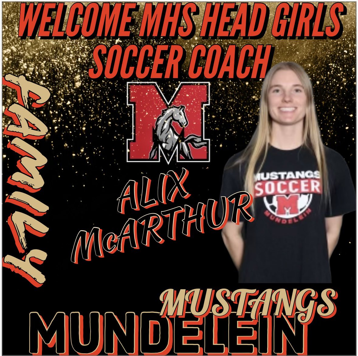 We are excited to announce New Head Girls Soccer Coach Alix McArthur. She takes over after last season as the assistant varsity coach and will lead our Girls Soccer Program. Her knowledge of the game &amp; experience playing at Illinois State will transform our program. GIDDY UP!!