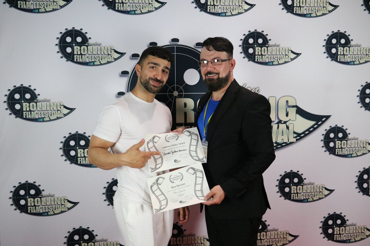 RollingFilmFest's tweet photo. π Alan Hamwan, director of "Speaker"
Shining brightly for clinching both the Best Short Film (Audience Award) and Best Director.Β Rocking the red carpet with him, actor Nali Hamouan.
#LondonRollingFilmFestival #Awards #LRFF2023 https://t.co/LSfVifrxqp