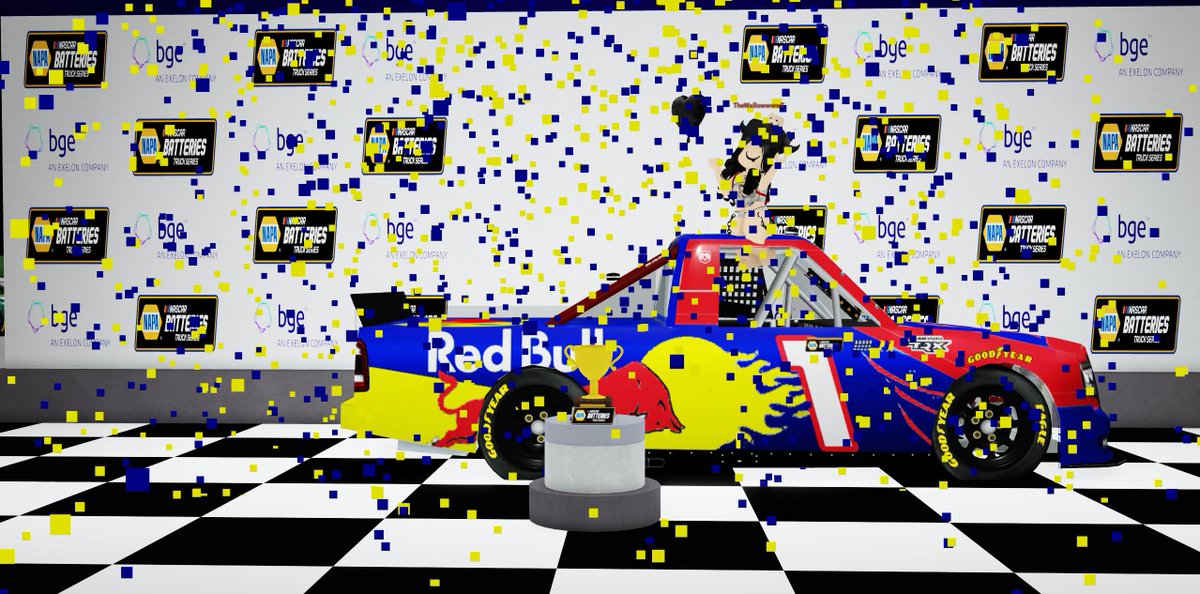 OfficialNAPRA's tweet photo. The ultimate underdog, Panda, breaks his multi-season losing streak at Kansas Speedway! #NASCAR #ROBLOX #RoRacing https://t.co/Br6Zgew2r6