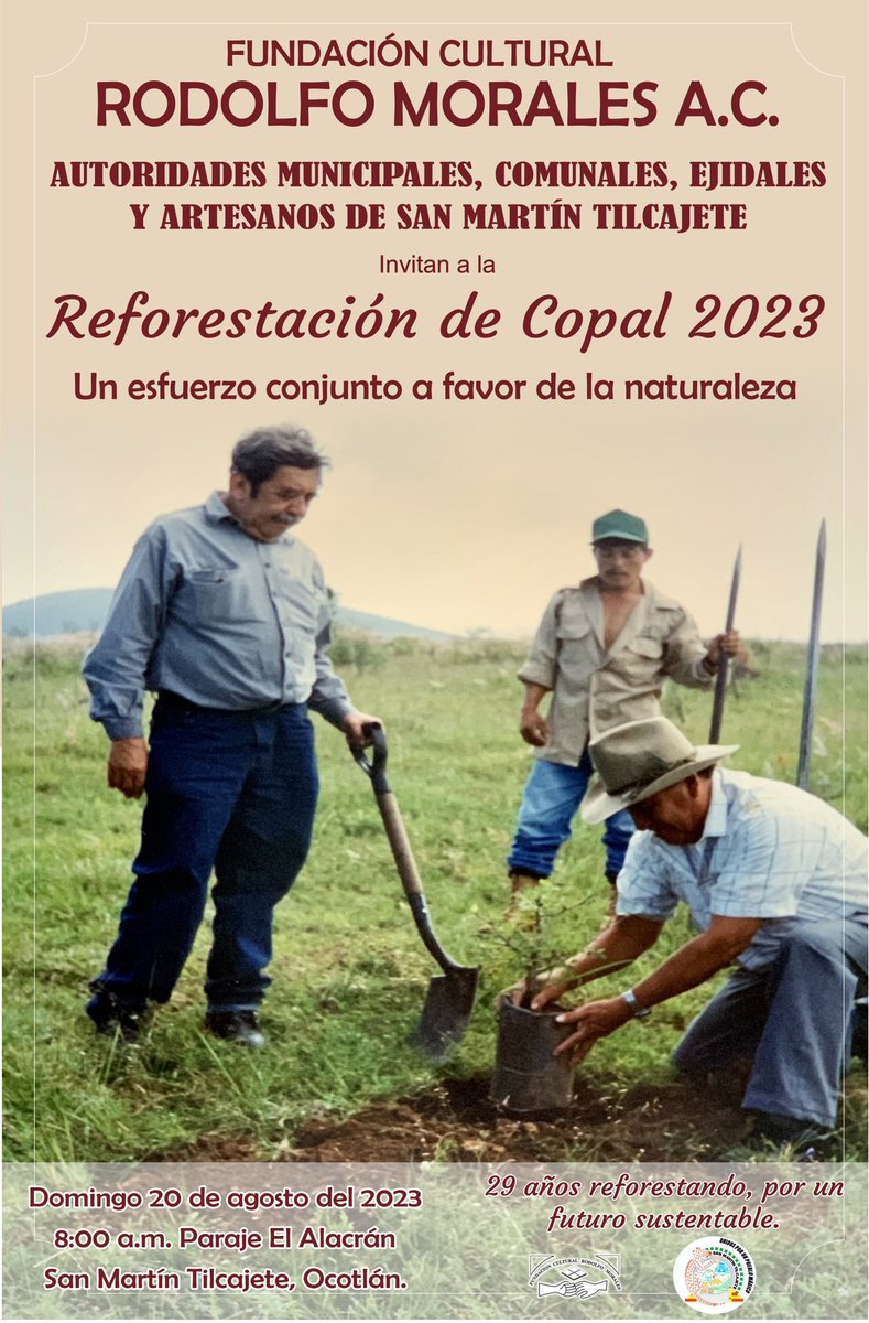 Zar_ai's tweet photo. ¡Te esperamos!
#Reforestación
#RodolfoMorales
#SanMartinTilcajete
#Copal
🌳🌳🌳🌳 https://t.co/QoUX4aFp9W