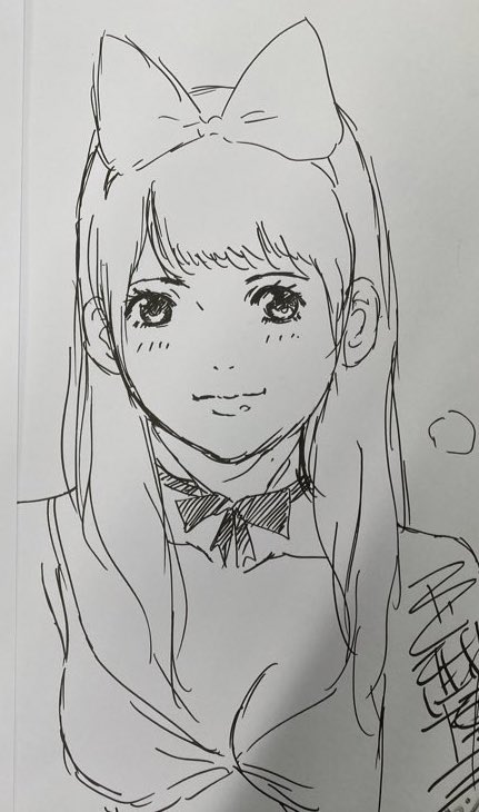 昨日描くのに必死で言えなかったけど、
影響を受けた漫画家の中に「弓月光先生」もいます。特に口とか、目の下まつ毛はもろ影響受けてます。少女漫画の良いところを抽出して少年誌に落とし込んだ功績も発明だと思います。 
