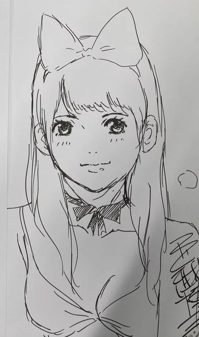 昨日描くのに必死で言えなかったけど、
影響を受けた漫画家の中に「弓月光先生」もいます。特に口とか、目の下まつ毛はもろ影響受けてます。少女漫画の良いところを抽出して少年誌に落とし込んだ功績も発明だと思います。 