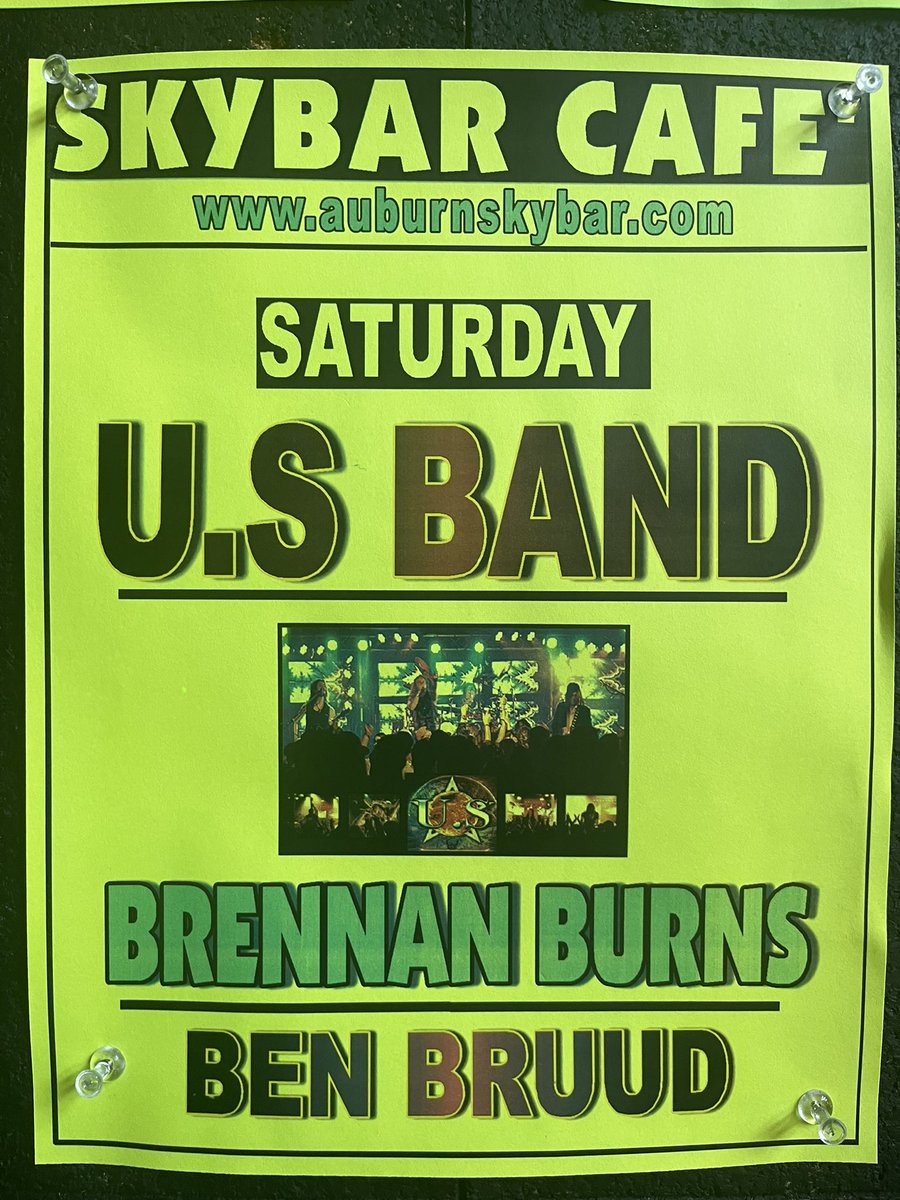 Brennan Burns &amp; US Band on the stages tonight! Doors open and drink specials commence at 7 PM! <a href="/AuburnPulse/">Auburn Pulse</a>