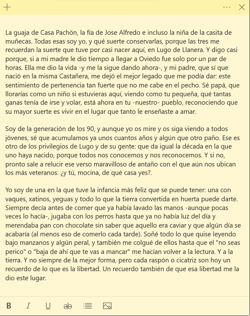 "Papá, sé que llorarías como un niño si estuvieras aquí viendo cómo tu pequeña, esa que tantas ganas tenía de irse y volar, está ahora en tu -nuestro- pueblo reconociendo que su mayor suerte es vivir en el lugar que tanto le enseñaste a amar"  

Gracias, Lugo 💙