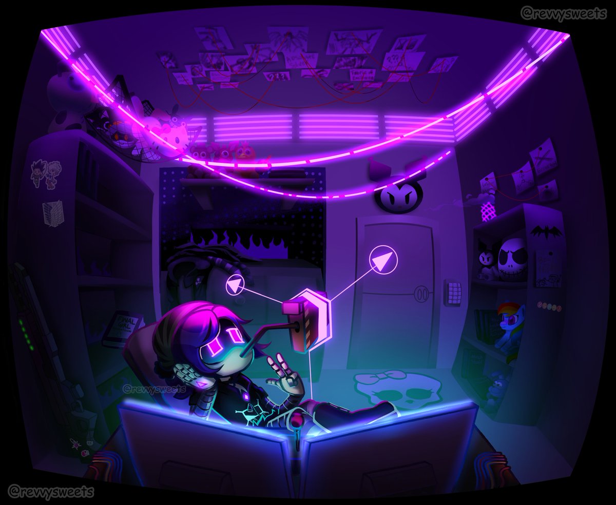 Uzi's room!💜(perspective + bg practice) 
#murderdrones