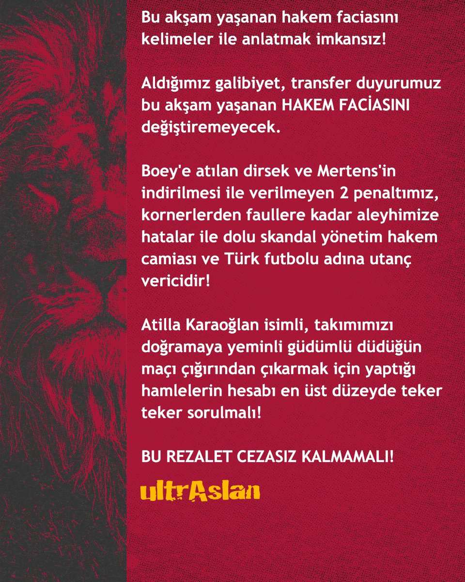 BU REZALET CEZASIZ KALMAMALI!

#GalatasarayYineDoğrandı #ultrAslanUNI