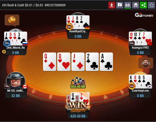 Questje_'s tweet photo. We had a pretty sick Friday night stream again ;-)
Another 15 hours (!!?), and lots of fun! π’
Our biggest Cash Drop Pot was 655BB at 2PLO.
Was hoping for way more since we had a 1200+BB stack at some point, but sadly couldn't get lucky.
@GGPoker #RushCashFriday #Poker https://t.co/vuW3hY6jXO