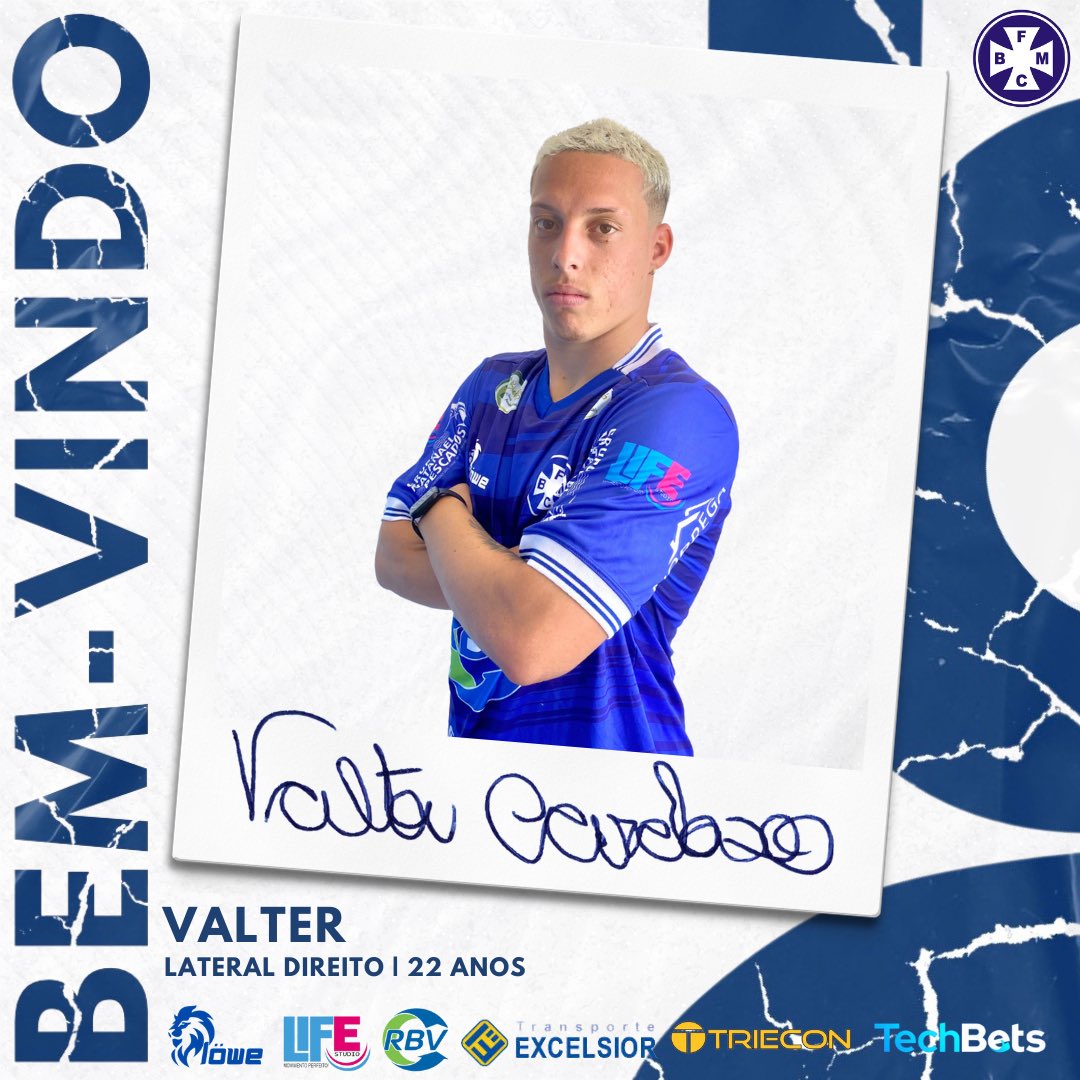 BMFCOficial's tweet photo. Latera direito Valter é o novo reforço do Leão do Sul para a disputa do Campeonato Carioca! 🦁🔵⚪️ https://t.co/FeElD2aS7W