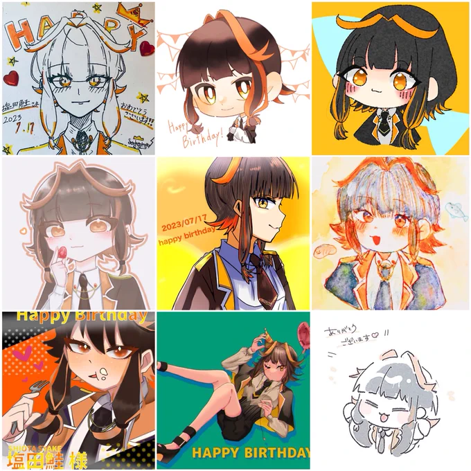 #しゃけふぇ 

誕生日にDM等でこっそりいただいていた
フォロワーさんが描いてくれた可愛い鮭自慢させてください〜!🥰🐟🧡 