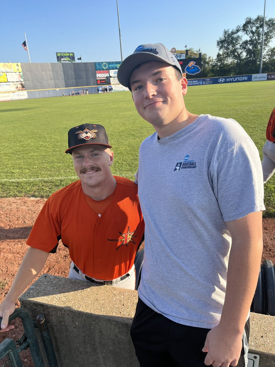 Baseball teammates are more than just that - great to see Johnny Kampes who has been a friend to Kevin and true mentor during his  freshman year at Goldey - Johnny playing in MLB draft league with  the Frederick Keys.