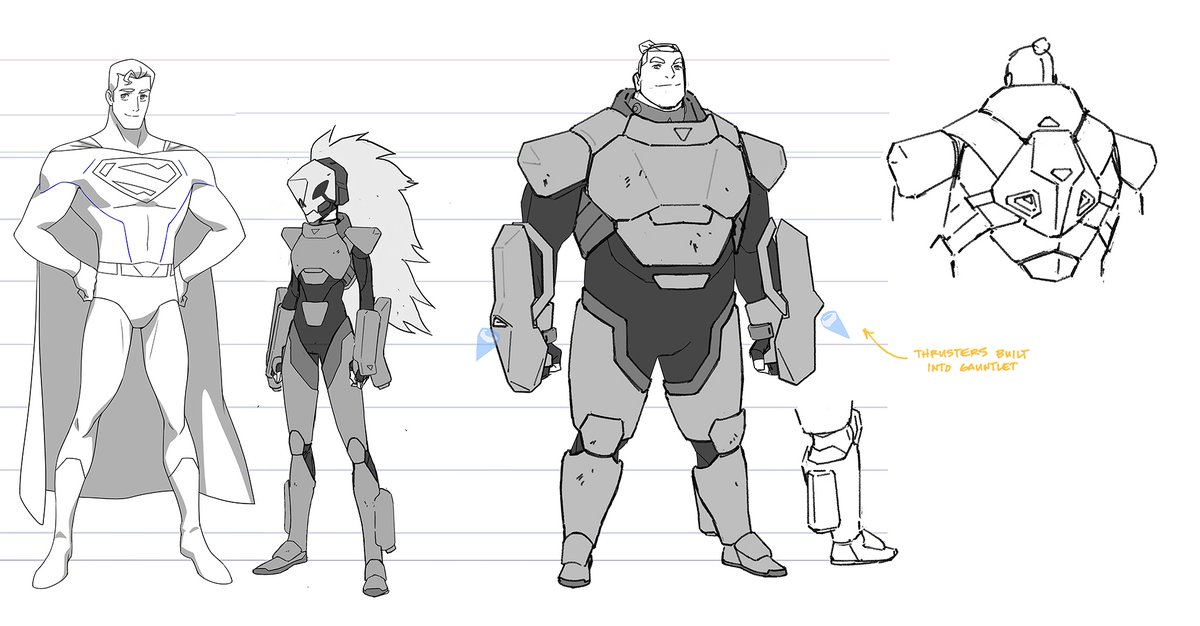 Some flying stuff for e08 #MyAdventuresWithSuperman. Don't fully recall why I did previs pass on Roughhouse flight suit, but based on the other suit designs by @AustinReinkens
