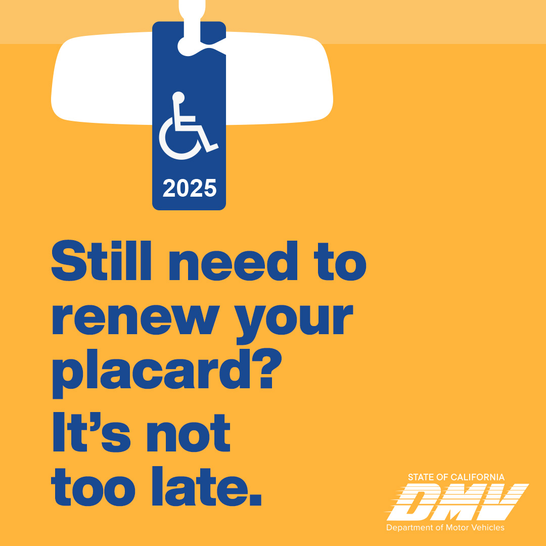 yourcbhn's tweet image. Renewals for disabled person parking placards have changed! Every 6 years, placard holders must let the DMV know they still need a placard by completing a renewal easily online. Visit DMV.ca.gov/dpp to e-sign your renewal, no Dr.'s note required! #CADMV #DisabledPlacard
