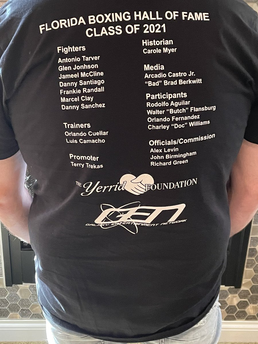 Sporting my 2021 Florida Boxing Hall of Fame induction t-shirt… 🥊