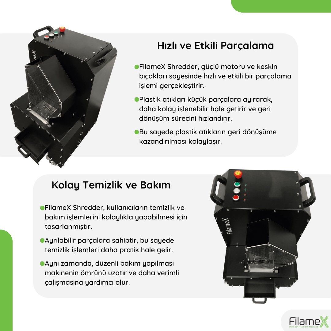 3dfilamex's tweet photo. FilameX Shredder Plastik Parçalama Makinesi. ♻️
#3dfilamex #filament #3dyazıcı #3dprinter #techonology #inovasyon #geridönüşümprojeleri #girişimcilik #plafilament #petgfilament #absfilament https://t.co/ToCwfStZZh