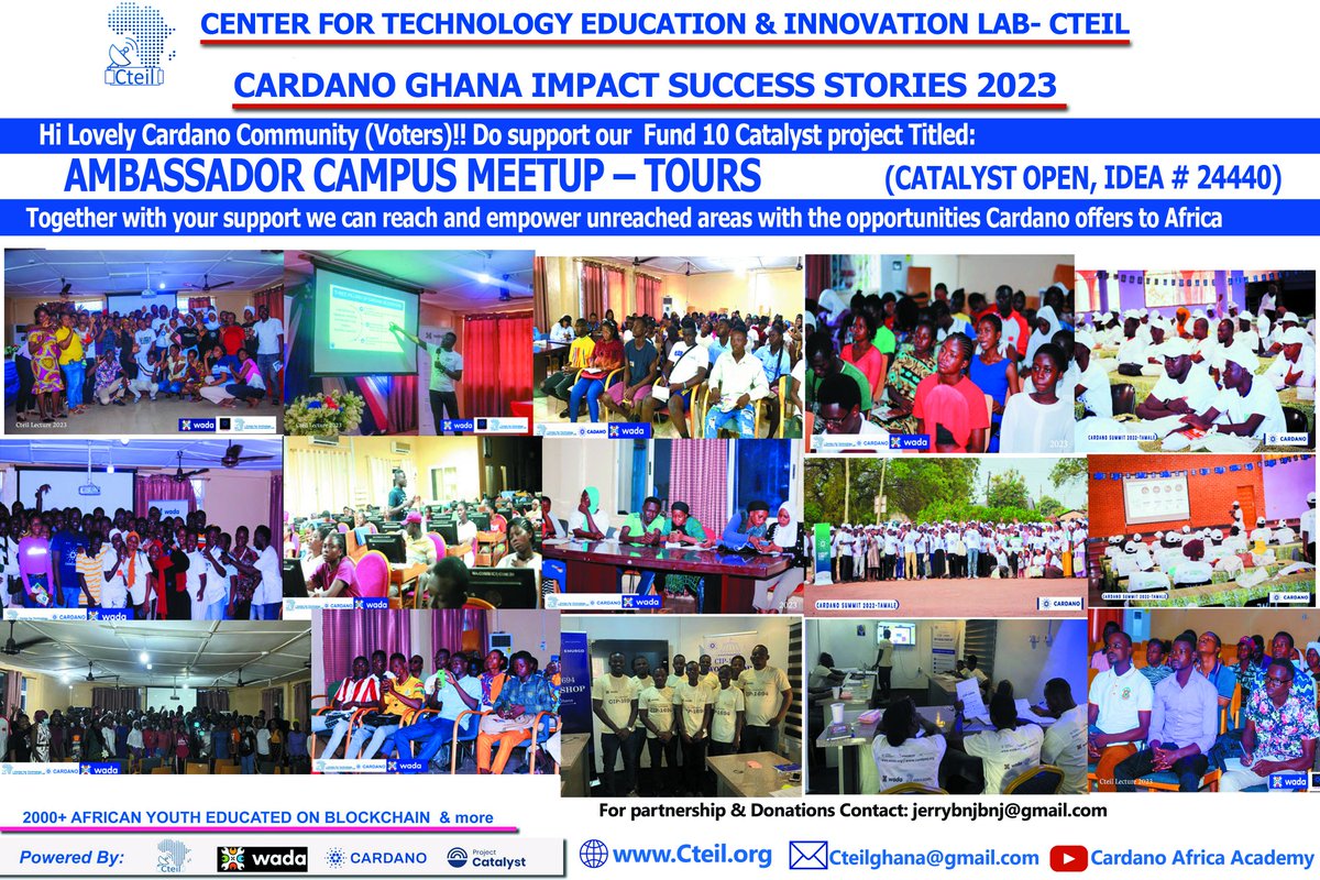 Jerrybnj's tweet image. Hi great #CardanoCommunity! It&apos;s yet another exciting catalyst voting season. Do support our project titled: &quot;AMBASSADOR CAMPUS MEETUP TOURS &quot; So we can keep up with our journey of Impact!
cardano.ideascale.com/c/idea/102827
#Cardano @wada_org #InputOutputHK #ProjectCatalyst @LatamCardano