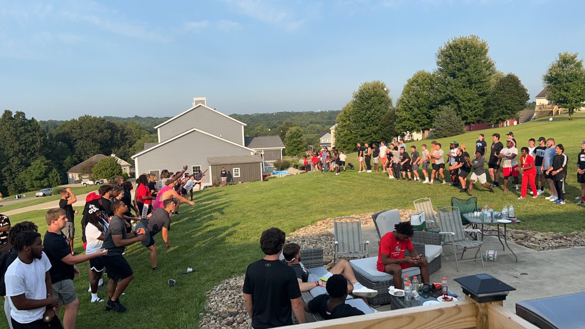 CoachIeuter's tweet photo. @MuskingumFB had a fun time tonight relaxing &amp; also competing in the egg toss! #DefendTheM https://t.co/ZBWwX9OdLq