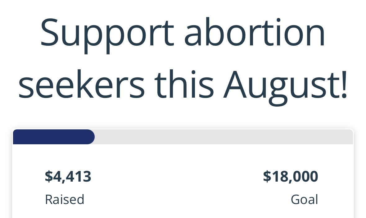 Help us continue to fund abortions for August. We’re about maxed out unless we can increase this number. 

donorbox.org/support-aborti…