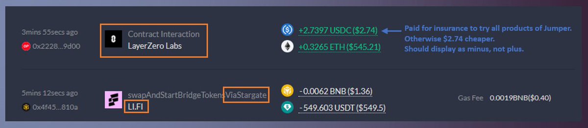 I might've just found the holy grail of LayerZero interactions.🏆

Jumper Cross-chain swapping.

• Triggers a Stargate Contract
• Interacts w/ LayerZero Executor 
• Also utilizes Jumper/Li.Fi

All in 1 transaction.

Keep in mind that Jumper raised $17.5M back in April.

It