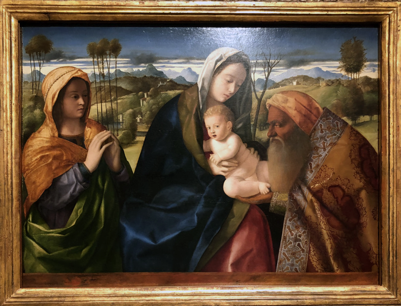 nasserrabbat's tweet photo. Giovanni Bellini, a paragon of the Venetian Renaissance, painted this Nunc dimittis (Hymn, Now Let Depart) around 1505. Almost invisible on Simeon's sleeve under his cloak is a clearly Arabic-based #Pseudoscript, at the Thyssen-Bornemisza Museum, Madrid. A late application. https://t.co/hM4sXTaNQj