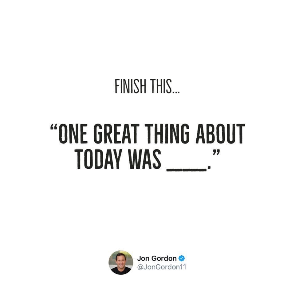 JonGordon11's tweet photo. Before you go to bed celebrate your success of the day. Identify one great thing about your day; one great conversation, accomplishment, thing that made you smile, or win that made you proud. Focus on your success and you'll look forward to creating more success tomorrow! https://t.co/vK0tadk8N7