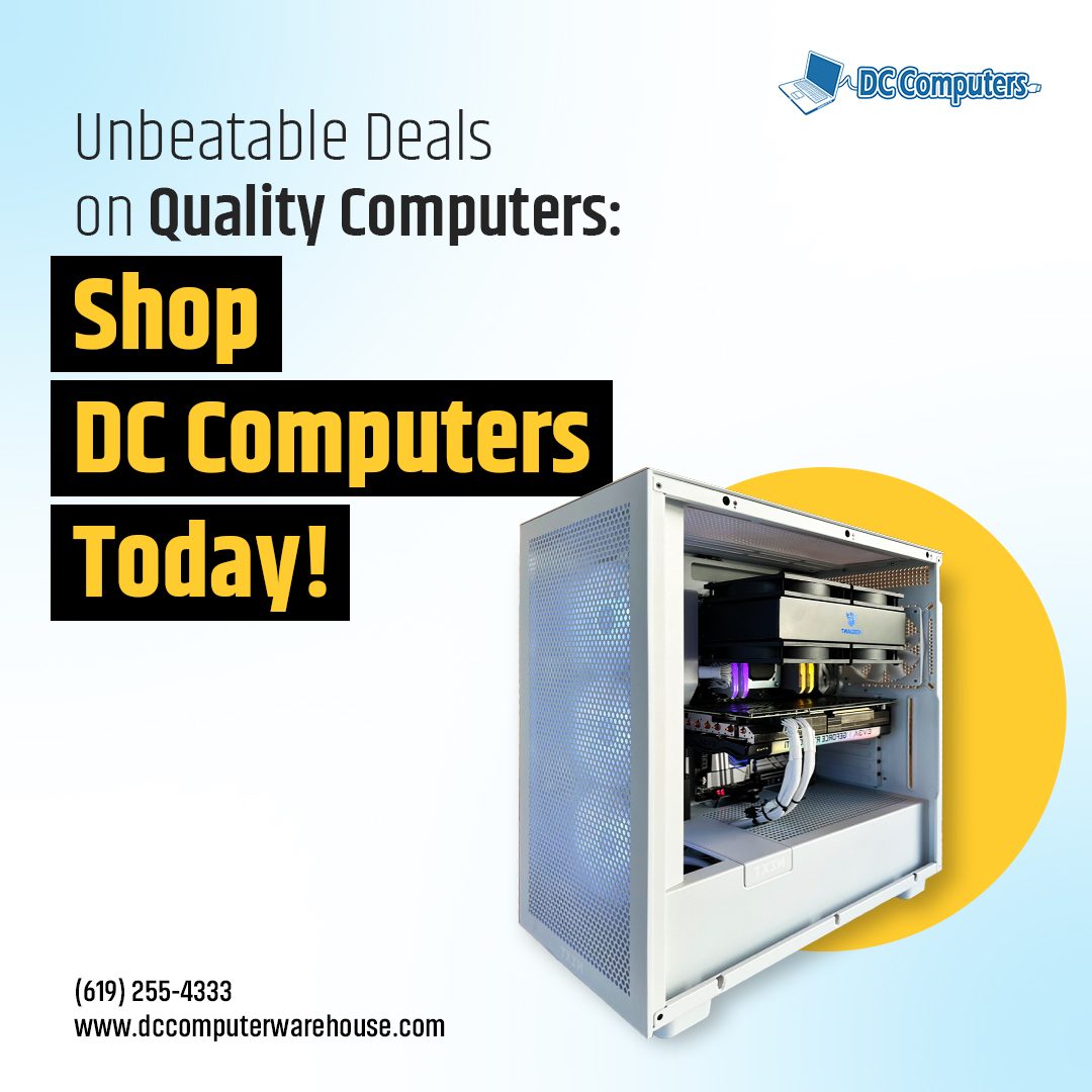 dccomputers_sd's tweet image. &quot;Why pay more for a brand new computer when you can get a top-quality, affordable one at DC Computers? Our off-lease units are thoroughly tested, and come with fresh software. Visit us and explore our wide selection today! 💻💰 #AffordableTech #UpgradeYourTech #DCComputers&quot;