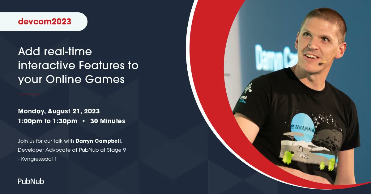 PubNub's tweet photo. Only 1 day until Darryn's talk at #devcom2023! We're excited for you to see what he's got planned! Who's going to be there? 🙌 🎮 🎤 https://t.co/NsFBdKN9wq