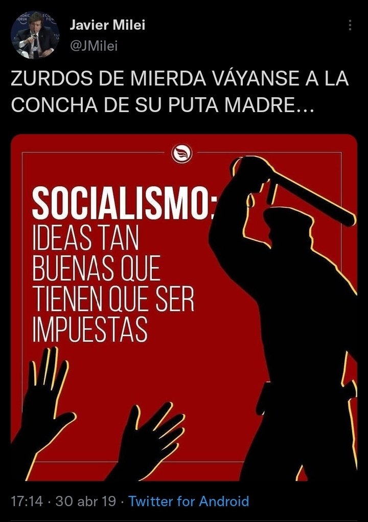 Javier Milei <a href="/JMilei/">Javier Milei</a> es todo lo que está bien, es todo lo que el mundo necesita.