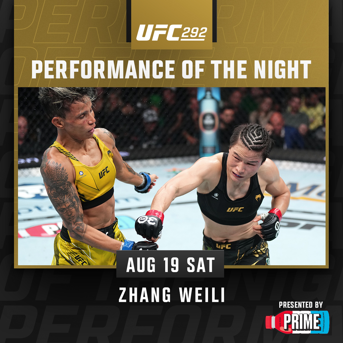 ufc's tweet photo. Hard to find to bigger wins than that!

@SugaSeanMMA and @MMAWeili take home your #UFC292 POTN bonuses 🏆💰

[ B2YB @PrimeHydrate ] https://t.co/NgEvA44Or7