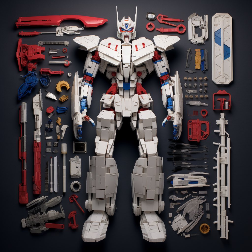 midjourney prompt ：knolling white Optimus Prime model
Key words ：knolling 
#MidjourneyAI #promt #AIart