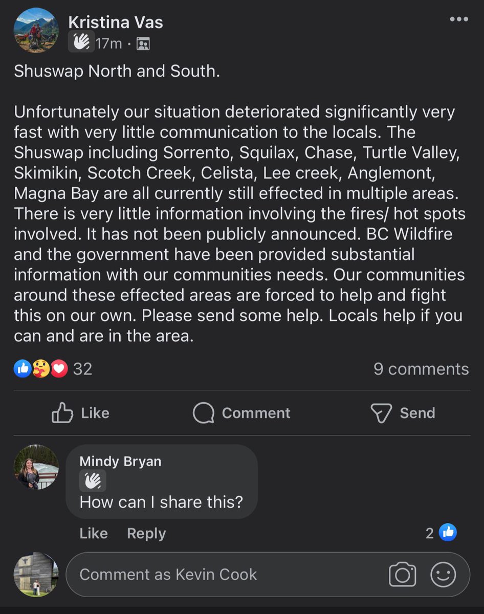 cooljazzer's tweet photo. Multiple towns in the #North_Shuswap Lake area are in dire straits! With the #adamslakefire &amp; BushCreekfire now, one massive 41,000 hectares #BCWildfire has &amp; continues to devastate the area. #Locals pulling together to fight the fire until  #bcwildfireservice can help #BCfires https://t.co/DtgGbvp9IW