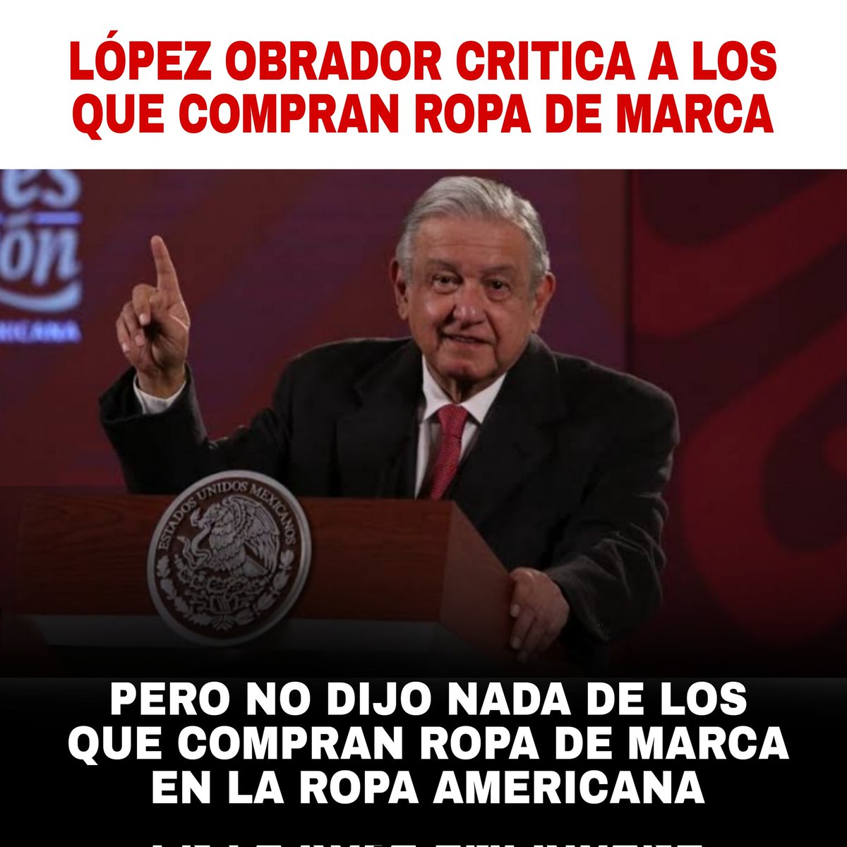 No hay problema, tu sigue comprando ropa americana 😉 
#nosgustavestir 
#ropa #ropaamericana #amlo #mañanera #ropasegundamano #ropamujer #ropahombre