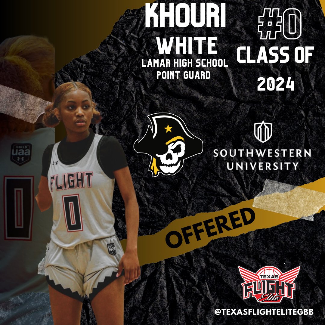 I am so blessed to receive an offer from Southwestern University! I would like to thank Coach KB <a href="/BiglerCaitlin/">Caitlin Kriesel-Bigler</a> &amp; Coach Neilson @CoachMike_SU for an amazing visit! 🖤💛
 #farfromover <a href="/TexasFlightGBB/">Texas Flight Elite</a> <a href="/lamartexansgbb/">Lamar Girls Basketball Athletic Booster Club</a> <a href="/SUPiratesWBB/">Southwestern Women’s Basketball</a>