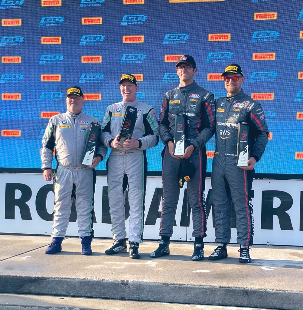 Deuces ✌️🥈🥈

Two second place finishes for the team:

🔴 92 <a href="/CrowdStrikeRcng/">CrowdStrikeRacing</a> BMW - Silver class

🟢 98 <a href="/VbrickSystems/">Vbrick</a> BMW - Am class 

👏 Great work team 👏

#GTRA #GT4America