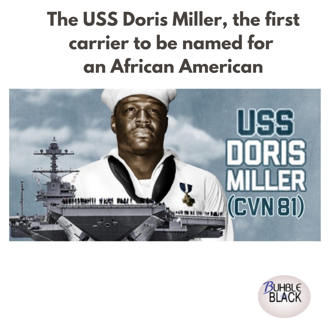 BuhbleBlack's tweet photo. Doris Miller was a United States Navy cook second class who was killed in action during World War II. He was the first Black American to be awarded the Navy Cross, the highest decoration for valor presented by the U.S. Navy. Construction began in 2021 Newport News Shipbuilding https://t.co/1CZmUkkKI6