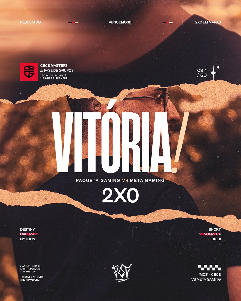 A luta pelo título continua! 🙌

2x0 pra cima da <a href="/MetaGamingpy/">Meta Gaming 〽️</a> e seguimos vivos na tabela lower do <a href="/CBCS/">CBCS</a> Masters.

Amanhã voltaremos ao servidor para enfrentar a <a href="/paiNGamingBR/">paiN Gaming</a>, valendo a vaga nos playoffs.

Obrigado pelo apoio ❤

#GoPG