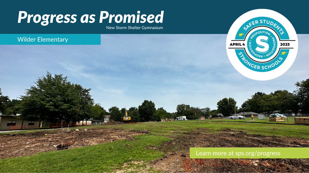 We've broken ground on a new storm shelter gymnasium for @WilderSPS! 🏗️ In April 2023, 76.7% of our community voted to approve $5 million each for a new storm shelter gym at SIX different #SGF elementary schools. LEARN MORE: sps.org/progress #SPSProgress