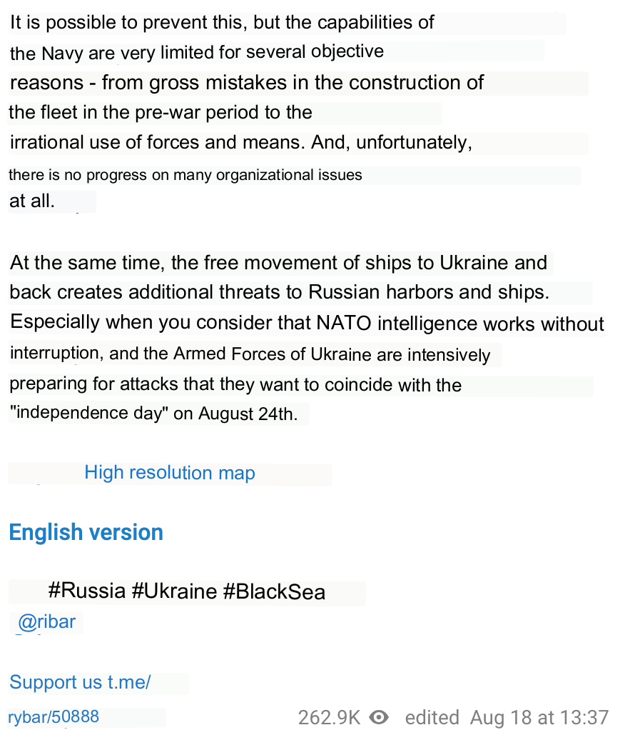 exit266's tweet photo. In case you, like me, were wondering what the claim is I grabbed it for you below. Rybar is talking about the Ukrainian Danube River Ports that Ukraine has been using for the majority of the full scale invasion. #KnowWhatsNormal https://t.co/hq22sMv4wJ